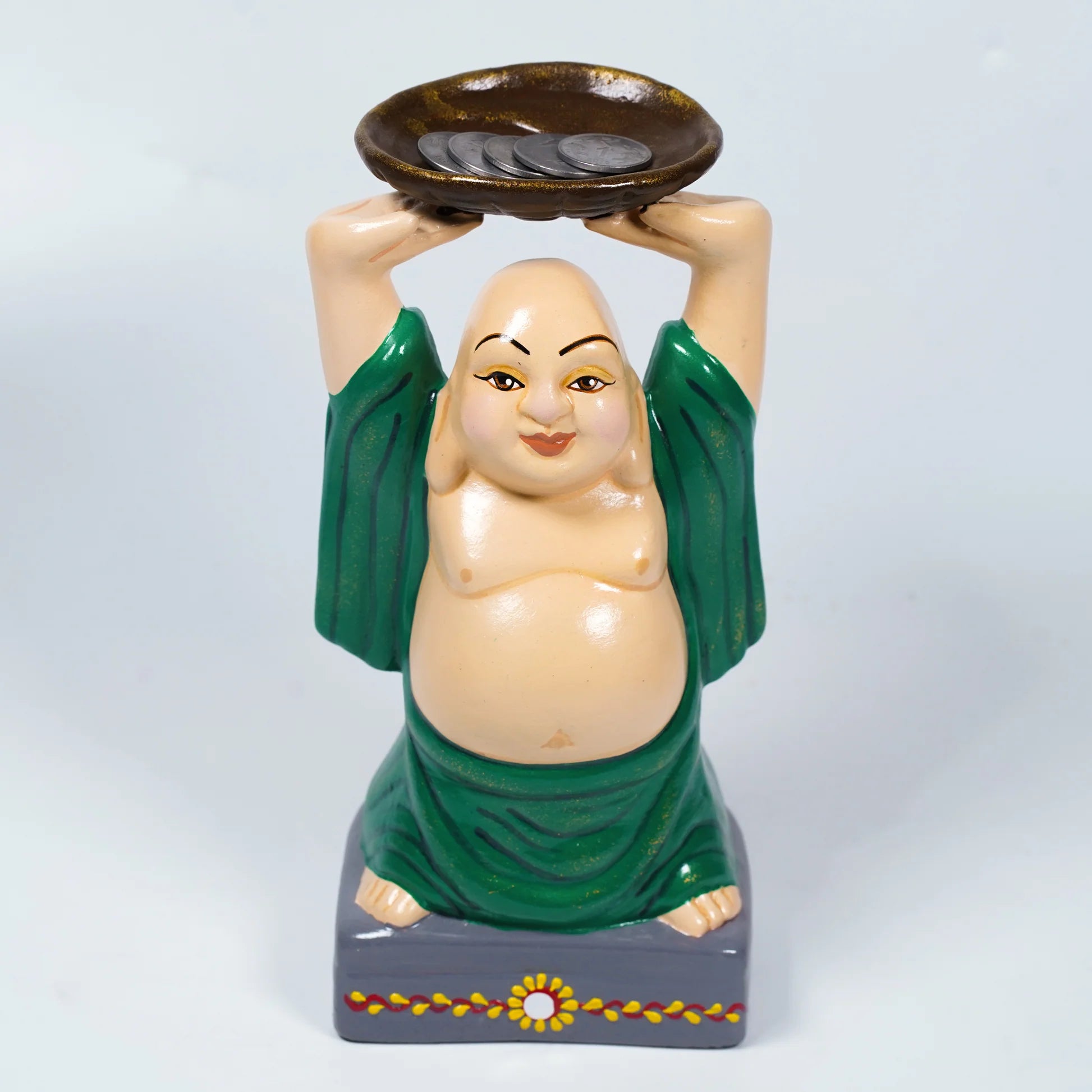 Laughing Buddha Clay Coin Bank – Handcrafted Earthenware