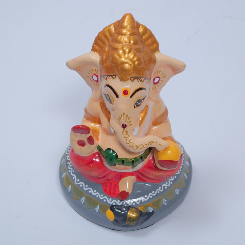 Hand-Painted Ashirwad Ganesh Idol for Home Temple and Decor