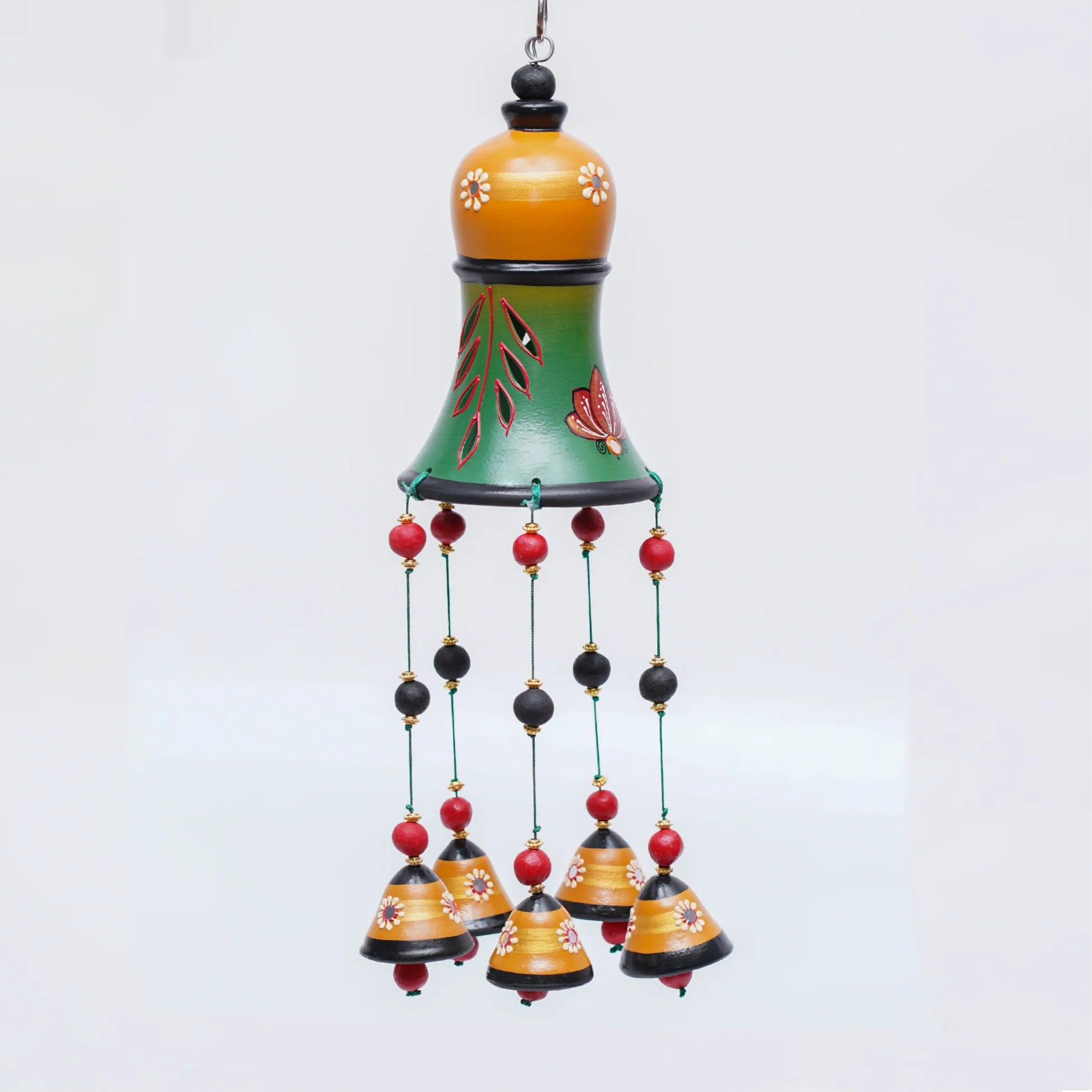 Artisanal Terracotta Wind Chime with Beads & Bells