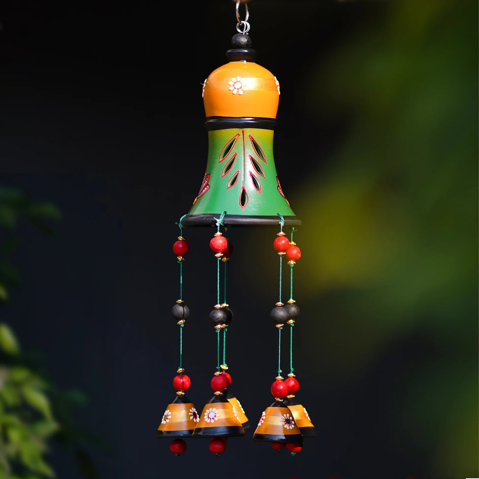 Artisanal Terracotta Wind Chime with Beads & Bells